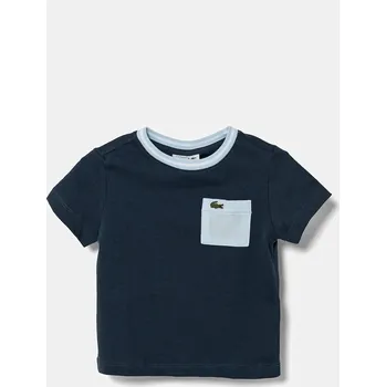Chlapecké tričko Dětské bavlněné tričko Lacoste tmavomodrá barva, TJ7295 59X, vel. 164