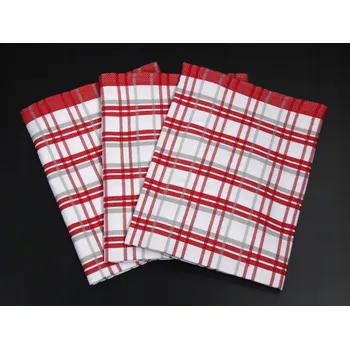 Utěrka Kuchyňské utěrky EGYPTSKÁ BAVLNA 07, červeno-bílé káro, 3 kusy, 50x70cm