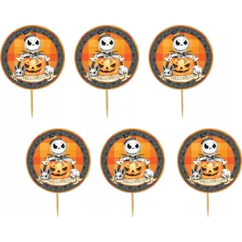 Obraz TOPPER NA DORT A MUFFINY HALLOWEEN DUCHOVÉ DÝNĚ KOČKA SADA TOPPERŮ 6ks #59