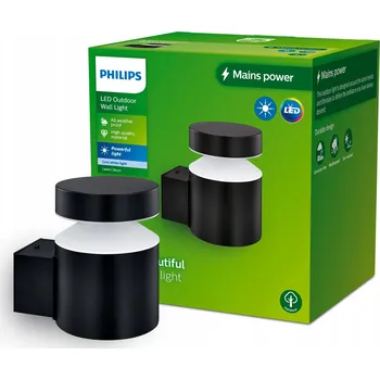 Venkovní osvětlení Venkovní nástěnné svítidlo Philips černé, integrovaný LED zdroj 6 W