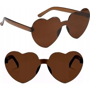 Sluneční brýle BRÝLE VE TVARU SRDCE NA SVATBA SVATEBNÍ HOSTINA PRŮHLEDNÉ DĚTSKÉ NA PÁRTY HNĚDÉ