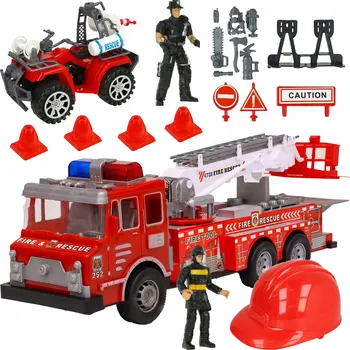 autíčko Velký Hasičský Vůz ŽEBŘÍK Výsuvný Pohon HASIČI Sada Čtyřkolka Helma