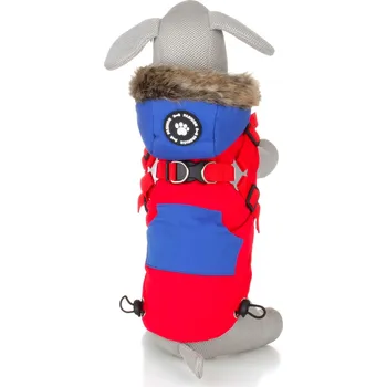 Obleček pro psa Vsepropejska Ronald zimní bunda pro psa s postrojem Barva: Červená, Délka zad (cm): 42, Obvod hrudníku: 52 - 56 cm