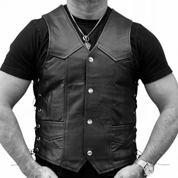 Moto bunda Motocyklová kožená vesta černá - 6XL