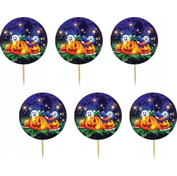 Obraz TOPPER NA DORT A MUFFINY HALLOWEEN DUCHOVÉ DÝNĚ KOČKA SADA TOPPERŮ 6 ks #41