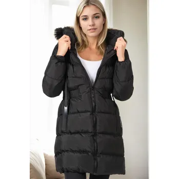 Z9764 DEWBERRY WOMEN'S COAT-BLACK dewberry černá | hnědá 3450977
