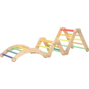 Dřevěná hračka Velká lezecká sestava duhová