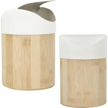 Odpadkový koš Bambusový koš Noya 1L bílý na odpadky NA STŮL do auta pro dítě mini