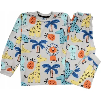 Chlapecké pyžamo PYŽAMO PYŽAMKO SOUPRAVA dlouhý rukáv zvířátka ZOO béžová 8 J201C