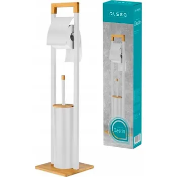 Sada stojanu na WC štětku a držáku toaletního papíru DASTIN, bílá matná