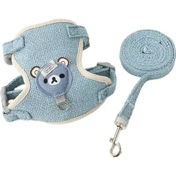 Nastavitelný postroj pro kočky a malé psy velikost S Poutko na vodítko Bezpečné zapínání Prodyšný pohodlný materiál Barevné provedení modrá