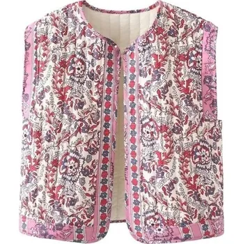 Dámská vesta se vzory z lehkého polyesteru Stylová dlouhá vesta bez zapínání v různých barvách Elegantní módní doplněk pro každodenní nošení růžová M