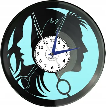 Hodiny KADEŘNICKÝ SALON NÁSTĚNNÉ HODINY DEKORATIVNÍ MODERNÍ VINYLOVÁ DESKA