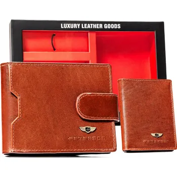 Peněženka Peterson pánská peněženka z přírodní kůže hnědá - muž