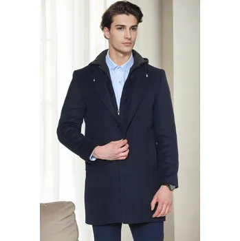 Pánská casual bunda PLT9376 DEWBERRY MEN'S COAT-NAVY BLUE dewberry modrá | světle modrá 3450976
