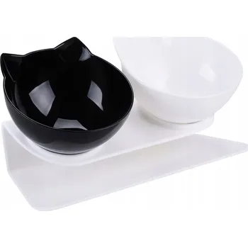 Miska pro psa DVOJITÁ MISKA PRO PSA KOČKU NA KRMIVO A VODU NA UNIVERZÁLNÍM STOJANKU