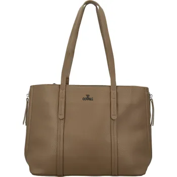 Kabelka Módní dámská koženková kabelka na rameno Belle, tmavě béžová