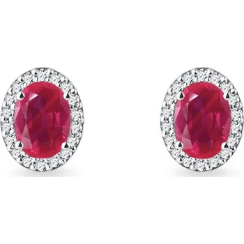 Náušnice Oválné náušnice s rubíny a brilianty v bílém zlatě KLENOTA