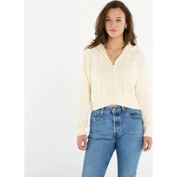 Dámský svetr Svetr Guess Flaminia Ribbed Hoodie Zipped Cream S