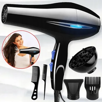 Fén Fén na vlasy 800W s difuzérem, ionizací a koncentrátorem, silný, černý