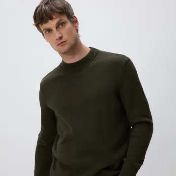 Pánský svetr Reserved - Polorolák s vysokým podílem bavlny - hnědozelená - 063FR-78X - 063FR-78X-S