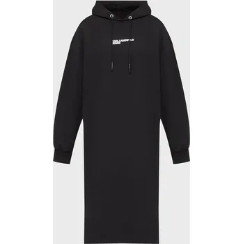 Dámské šaty KARL LAGERFELD JEANS KLJ LS LOGO SWEAT MIKINOVÉ ŠATY 999 Velikost: L