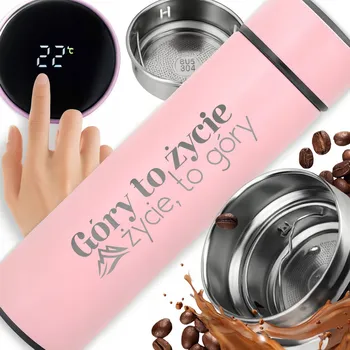 Termohrnek TERMOHRNEK S LED DISPLEJEM S GRAVÍROVÁNÍM RŮŽOVÝ DÁREK V HORACH