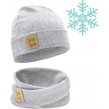 Čepice Čepice Nákrčník Komplet pro chlapce DVOUVRSTVÝ - šedý melír 42-46