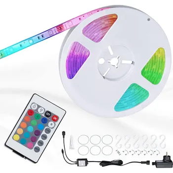 LED osvětlení LED pásek bílý 5m se 150 RGB LED diodami / 0,16W + dálkový ovladač