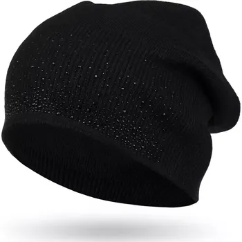 Čepice Dámská čepice zdobená kamínky PTN HAT-01 Black Peterson