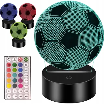 Lampička NOČNÍ LAMPA LED FOTBALOVÝ MÍČ STOLNÍ PRO DĚTI NA STŮL 3D RGB + DÁLKOVÉ OVLÁDÁNÍ
