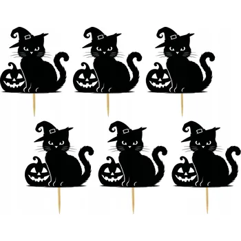 Obraz TOPPER NA DORT A MUFFINY HALLOWEEN DUCHOVÉ DÝNĚ KOČKA SET TOPPERY 6 ks #6