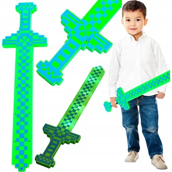 Obraz SVÍTÍCÍ MEČ Z MINECRAFTU VELKÝ DLOUHÝ ZVUKY 61CM PIXELOVÝ PODSVÍCENÝ