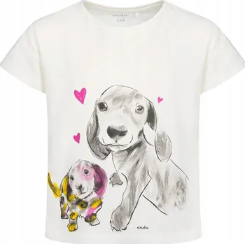 Dívčí tričko Dívčí tričko Bavlna bílé 122 2 pejsci Endo