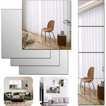 Zrcadlo 4 kusy zrcadel k nalepení, 30 x 30 cm, Lustro Samoprzylepne na zeď