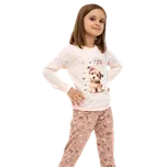 Dívčí dlouhé pyžamo Cornette 594/193 Sweet Dog 146/152 Hnědá