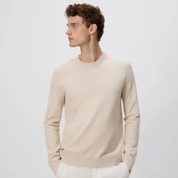 Pánský svetr Reserved - Strukturální svetr s bavlnou - tělová - 9991N-02M - 9991N-02M-XXL