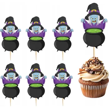 Obraz TOPPER NA DORT A MUFFINY HALLOWEEN DUCHY DÝNĚ KOČKA SADA TOPPERŮ 6ks #64