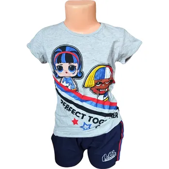 Dívčí sukně Sun City Dívčí letní set L.O.L. perfect together se šortkami šedo-modrý Šedá, Velikost: 116 116