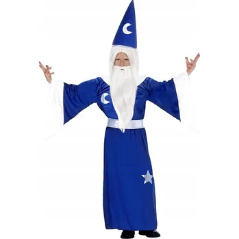 Karnevalový kostým KOSTÝM KOUZELNÍK MAGIK MODRÝ + KLOBOUK 158