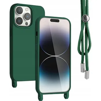 Pouzdro na mobilní telefon Zadní Kryt Nakładka Silikonowa Ze Sznurkiem Smycz pro Apple iPhone 13 Pro zelená