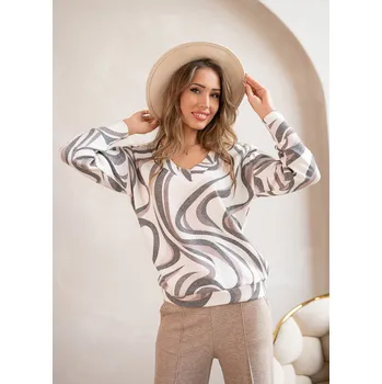 Dámská halenka Hajdan svetřík SWE 017_02 - vzor, XL (Půvabný dámský svetřík)