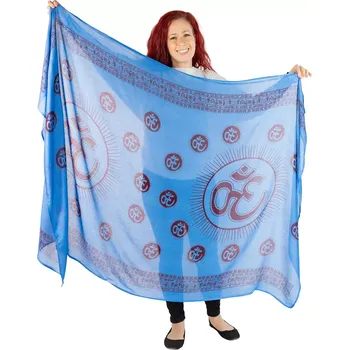 Šála Sarong / pareo / plážový šátek Sacred Syllable - Blue, Sittar.cz