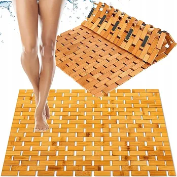 Obraz BAMBUSOVÁ KOUPELNOVÁ PODLOŽKA DŘEVĚNÝ PROTISKLUZOVÝ KOBEREC PŘÍRODNÍ 42x60 cm