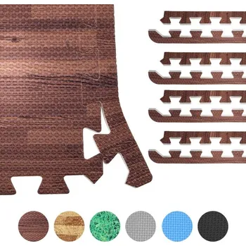 Zátěžová podložka Gorilla Sports Zakončení ochranné podložky, tm. dřevo, 8 ks