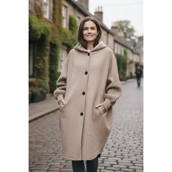 Oversize kabátek LEONARDO béžový Velikost: UNI: XL-4XL