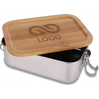 Svačinový box REKLAMNÍ LUNCH BOX s gravírováním S LOGEM, ocelový lunch box 800ml SOMERTON, 5 ks