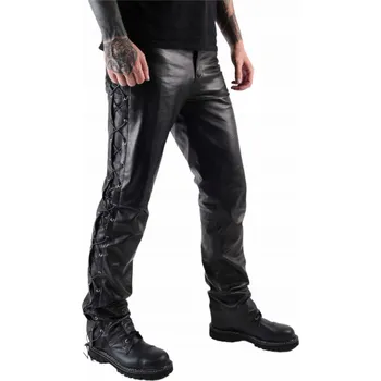 Moto kalhoty Kožené motocyklové kalhoty se šněrováním černé - 44