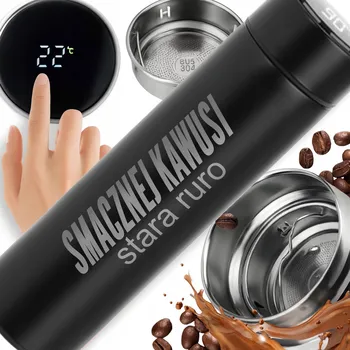 Termohrnek TERMOHRNEK S LED DISPLEJEM A GRAVÍROVÁNÍM ČERNÝ DÁREK DOBROU KÁVU