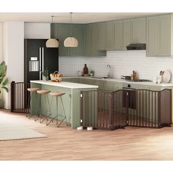 klec pro psa vidaXL Zábrana pro psy s dvířky skládací 8 panelů 640 cm topol [3155630] Barva: Hnědá